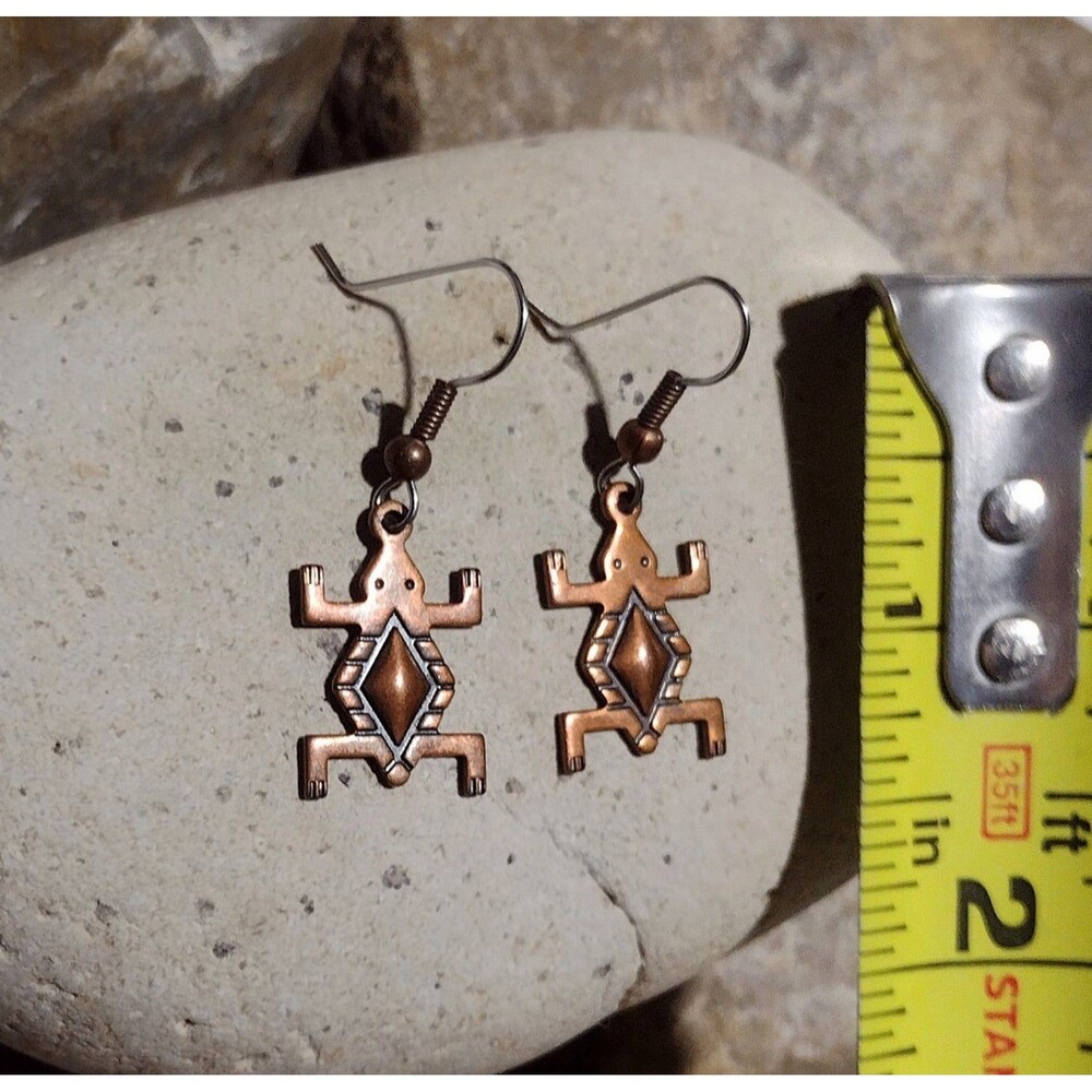 Vintage Wheeler Copper Turtle Southwestern Earrings - Picture 4 of 5